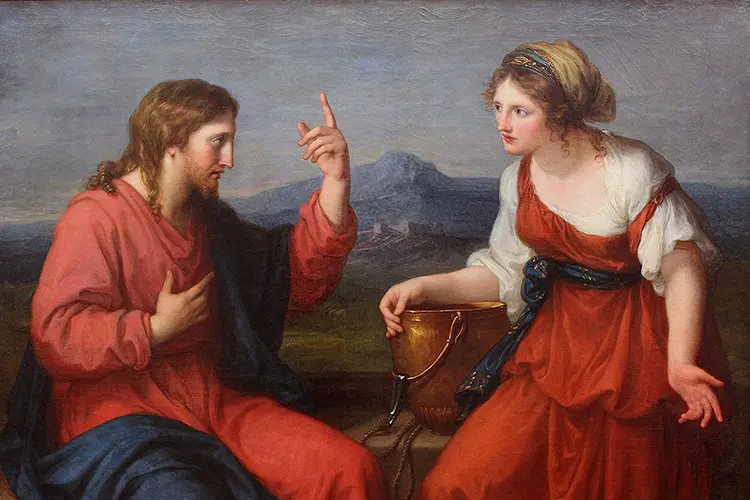 Cristo y la mujer samaritana en el pozo